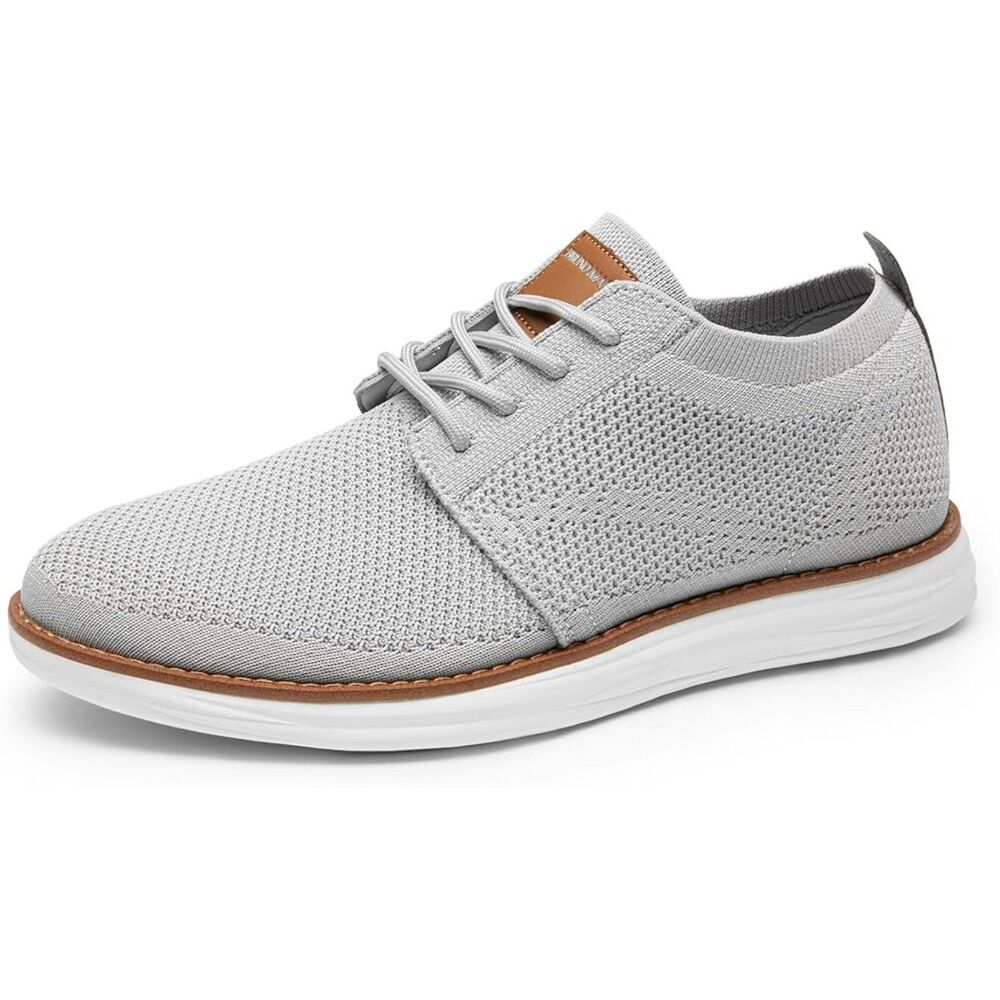 Men's Grey Rubber Sole Oxfords Lace up Lightweight Flex Breeze Mesh Sneakers